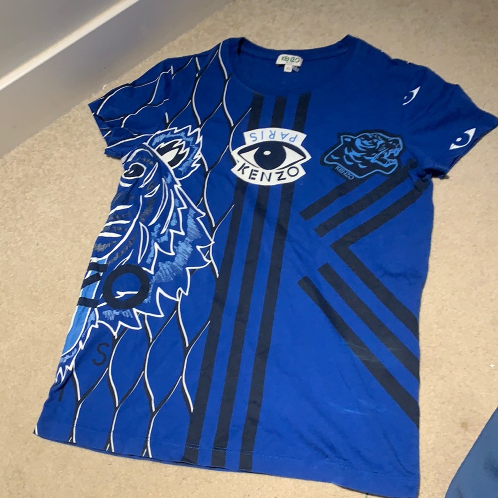Kenzo authentic woman shirt top blouse lion blue